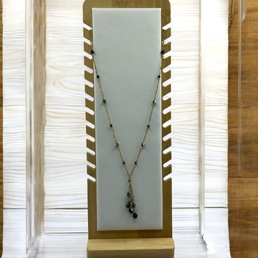 ESTATE GOLD-TONE AND BLACK BEAD NECKLACE